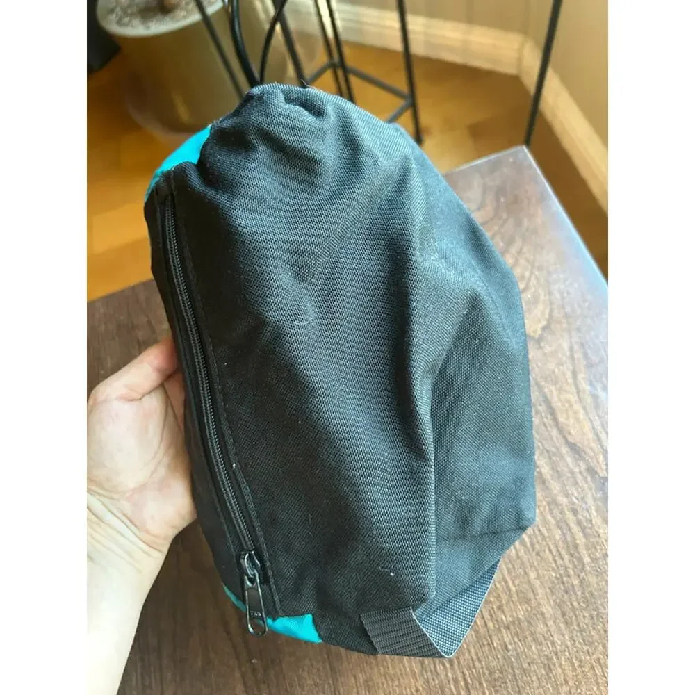 vintage REI toiletry bag two-tone teal and black nylon